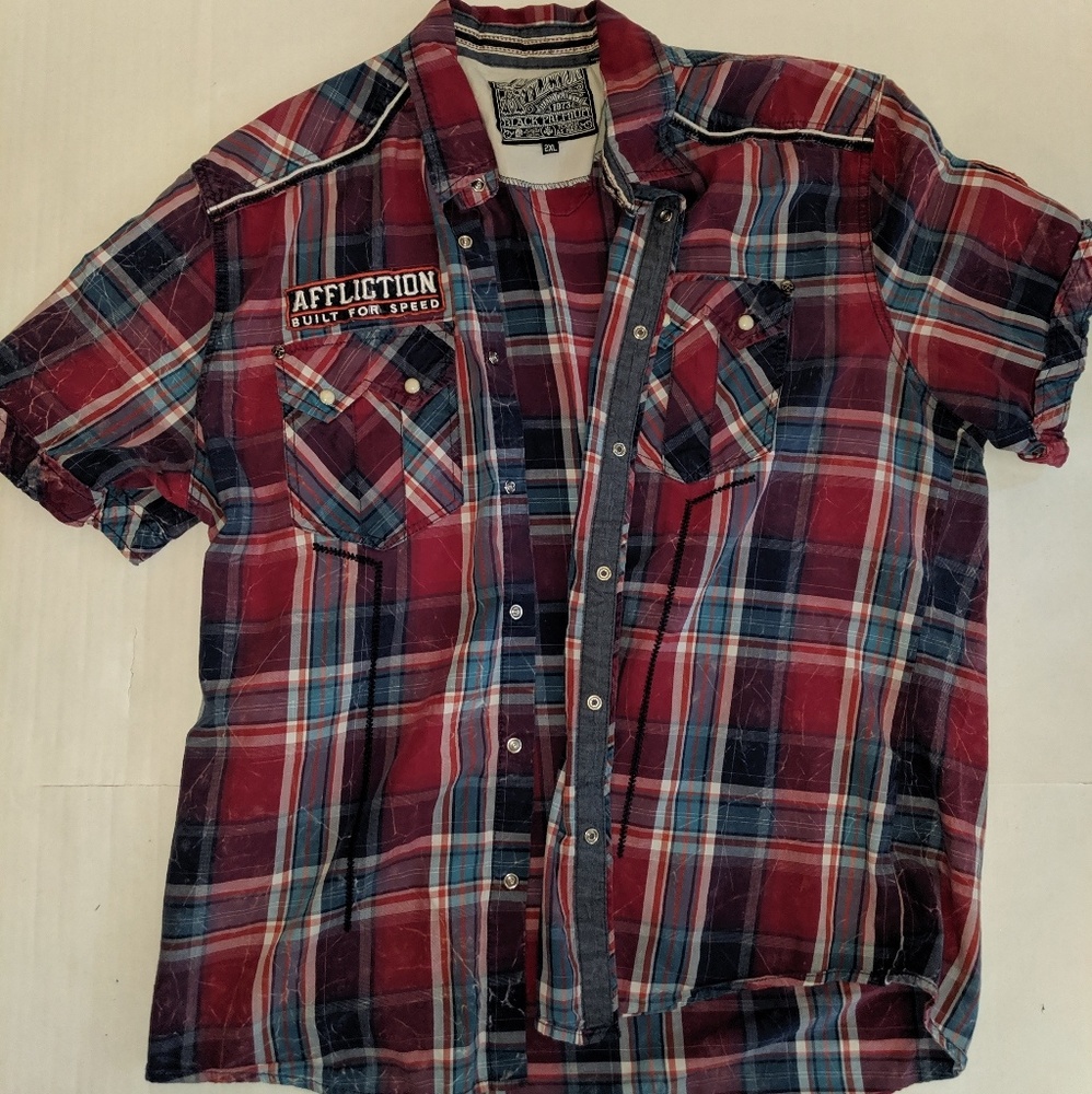 Affliction button up short sleeve t-shirt